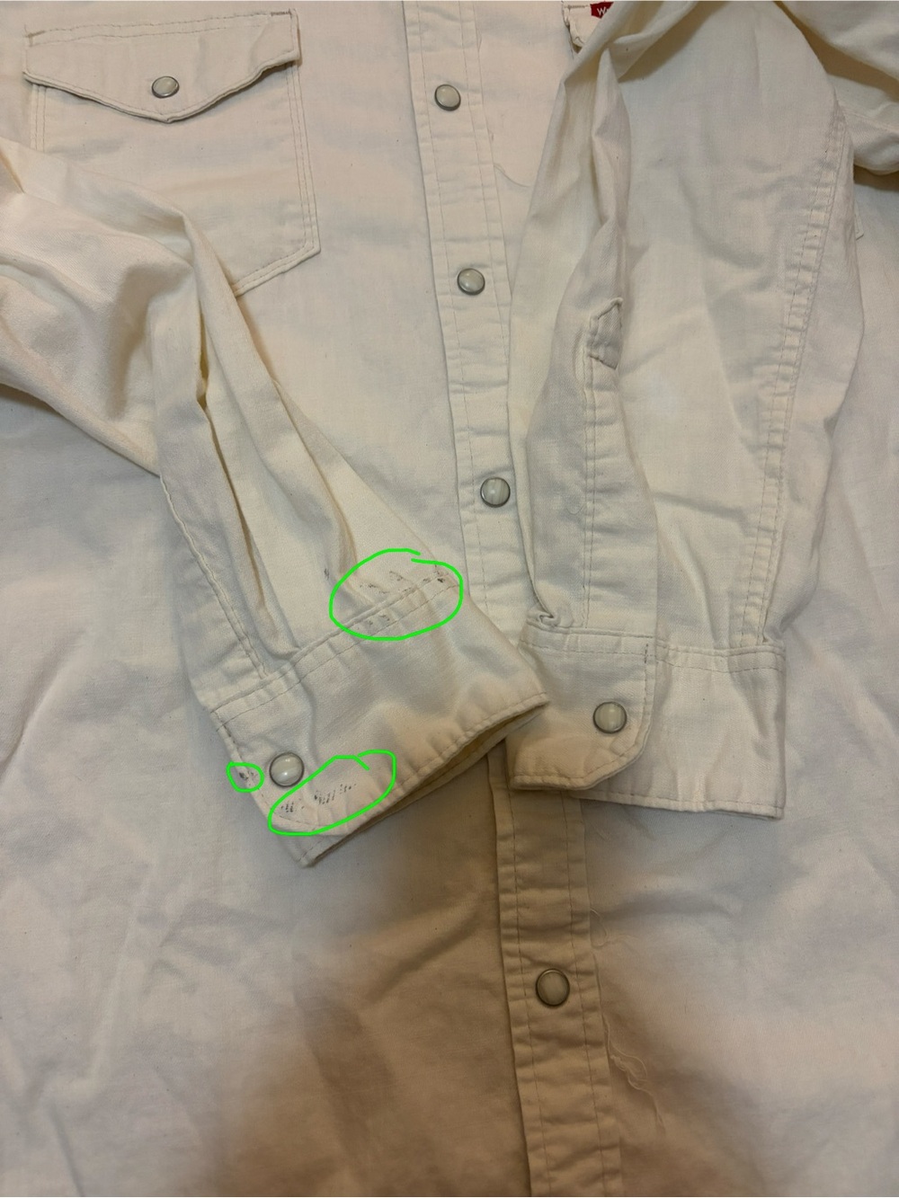 Wrangler Shirt Mens Large Off White Corduroy Pearl Snap Western Long Sleeve M - Picture 5 of 6